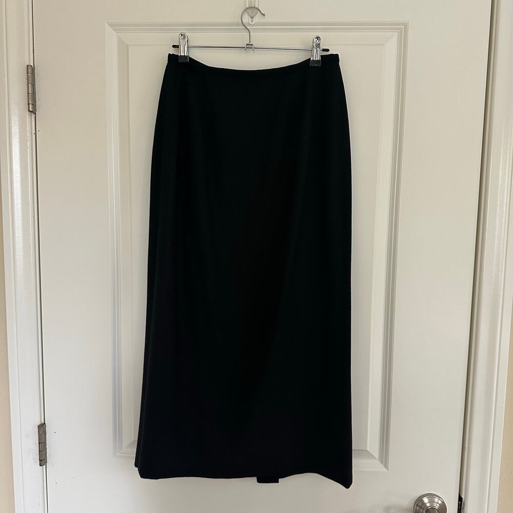 Vintage 100% Wool Black Maxi Pencil Skirt 90s Evan Picone Size 8